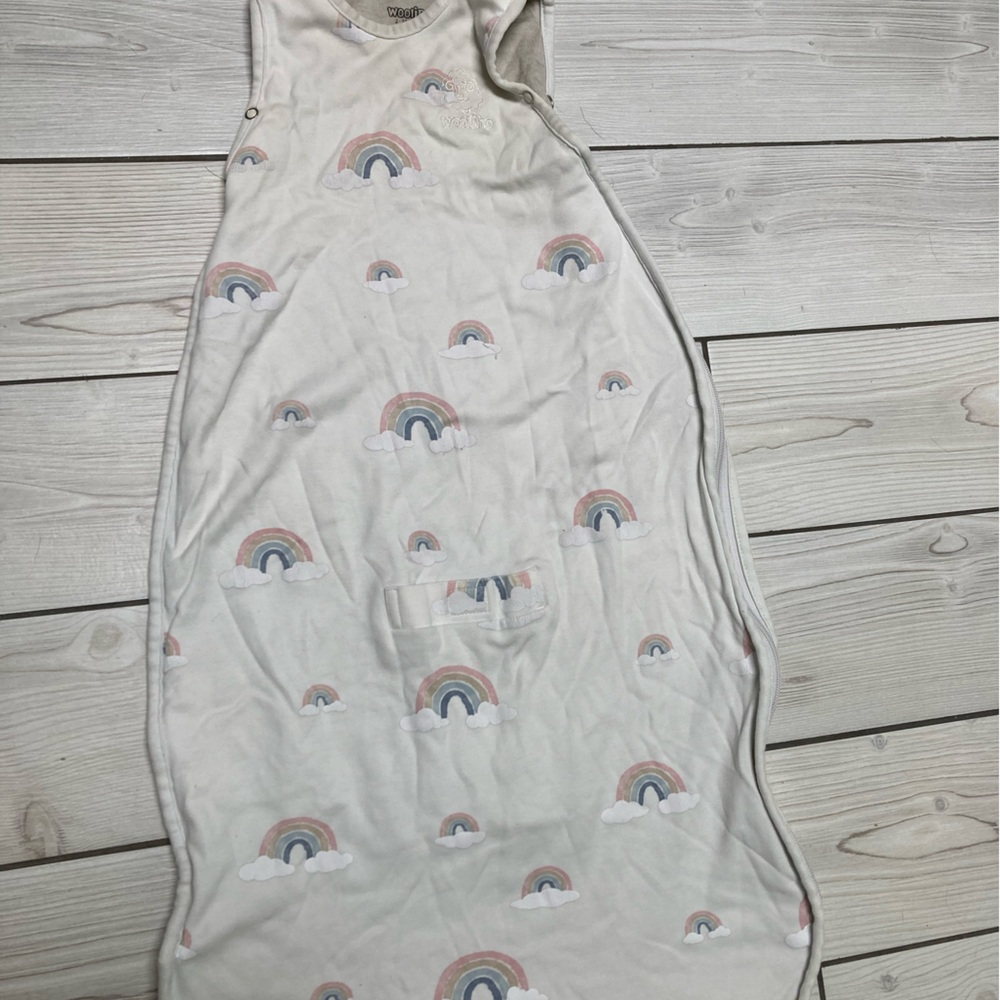 Woolino Size 2- 24 Months Gray Sleep Sack Organic Cotton Merino Wool rainbows